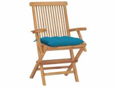 Vidaxl chaises de jardin avec coussins bleu clair 4 pcs teck massif