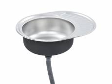 Vidaxl évier de cuisine avec crépine et piège ovale acier inoxydable 145072