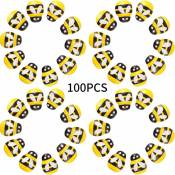 100 pièces petites abeilles en bois adhésif Mini abeille bois autocollants abeille pour embellissement carte faisant décoration jaune