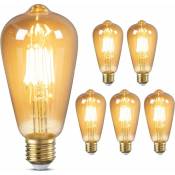 Ampoule Vintage E27, Ampoule edison led décorative, Blanc chaud verre ambré 2700K, Non dimmable, Lampe à filament led E27, Ampoule ancienne pour