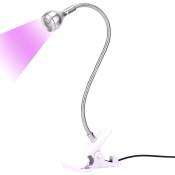 [Argent]Lampe de polymérisation de colle UV pour nail art lumière violette avec clip et interrupteur lampe USB - silver