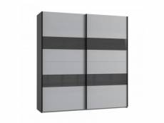 Armoire alisto 5 décor graphite, gris clair et verre