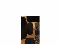Cadre rectangulaire ovale cuir noir-or large - l 60 x l 1,3 x h 90 cm