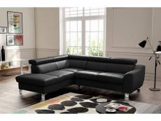 Canapé d'angle en cuir italien de luxe 5 places astrido, noir, angle gauche
