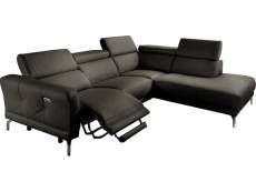 Canapé d'angle relax en 100% tout cuir épais de luxe italien avec relax électrique, 5/6 places dali, anthracite, angle droit (vu de face)