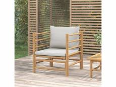 Canapé de jardin canapé relax - banc de jardin avec coussins gris clair bambou meuble pro frco58358