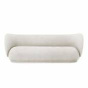 Canapé droit Rico / 3 places - L 210 cm - Tissu polyester - Ferm Living blanc en tissu