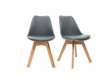 Chaises design grises avec pieds bois clair massif (lot de 2) pauline