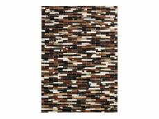 Cuir - tapis en cuirs recyclés lignes marron multi 140x200