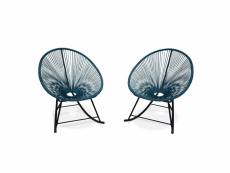 Ensemble de 2 fauteuils à bascule acapulco chaise oeuf design rétro rocking bleu canard