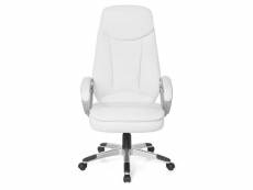 Finebuy chaise de bureau xxl fauteuil de direction pivotant avec accoudoirs | chaise tournante - blanc - cuir synthétique - réglable en hauteur - doss