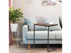Giantex table d'appoint, bout de canapé de style industriel moderne cadre en métal 55 x 36 x 67 cm pour salon, chambre, balcon, marron rustique et noi