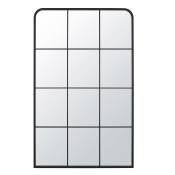 Grand miroir rectangulaire fenêtre en métal noir