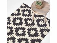 Homescapes tapis kilim en coton à motif géométrique noir et blanc - zurich - 90 x 150 cm RU1290B