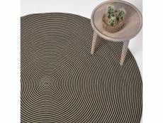 Homescapes tapis rond tissé à plat en coton spirale beige et noir, 200 cm RU1386