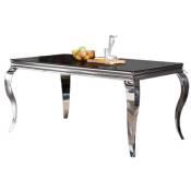 Homy France - Table à manger baroque Chrome plateau Noir 4 à 6 personnes l 150cm