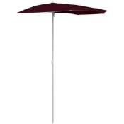 INLIFE Demi-parasol de jardin avec mât 180x90 cm Rouge