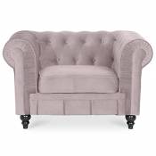 INTENSE DECO Fauteuil Chesterfield Velours Altesse Taupe