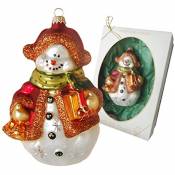 Krebs Glas Lauschaer Glas Bonhomme de neige avec pendentif, cadeau de Noël