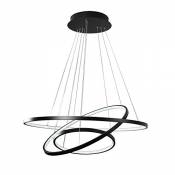 LED Moderne Acrylique Suspension Luminaire de Salle à manger Lampe suspendu Luminaires d'intérieur Géométrie Design Plafonnier de Bureau D60cm Noir, (