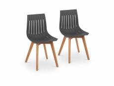 Lot de 2 chaises 150 kg max surface d'assise de 50 x 47 cm coloris gris helloshop26 14_0000877