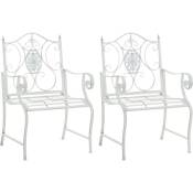 Lot de 2 chaises de jardin Punjab en fer avec accoudoirs Blanc antique