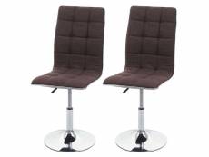 Lot de 2 chaises de salle à manger cuisine hauteur variable design élégant tissu brun 04_0000348