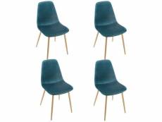 Lot de 4 chaises en velours "roka" 85cm bleu canard