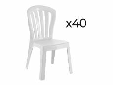 Lot de 40 chaises de jardin empilables en résine coloris blanc - longueur 52 x profondeur 52 x hauteur 88 cm