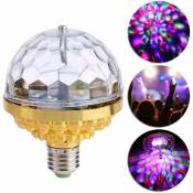 Lumière disco colorée rotative à led – Boule de cristal – Douille d'ampoule de fête – Boule multicolore multi-surfaces – Base E27 - Lablanc