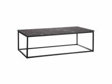 Mikkel - table basse rectangulaire métal noir plateau marbre noir
