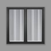 Paire de vitrages droits en étamine rayée - Blanc - 45 x 120 cm