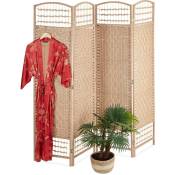 Paravent à 4 volets, pliable, corde de papier, tiges en bambou, bois, HxL 180 x 180 cm, pour intérieur, nature - Relaxdays