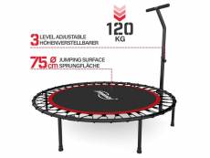Physionics® mini trampoline de fitness - pliable, avec poignée réglable en hauteur, ø 101 cm, jusqu'à 120 kg, usage intérieur/extérieur, rouge-noir -