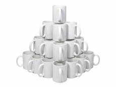 Pixmax - 72 tasses blanches personnalisables revêtues en polymère avec boites en carton pour impression en sublimation 10412