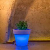 Pot de fleurs Led en résine h 45 mod. Begonia Tondo lampe bleue