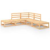 Salon de jardin meuble d'extérieur ensemble de mobilier 5 pièces bois de pin massif - Bois