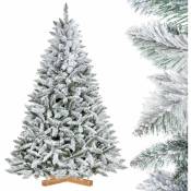Sapin de Noël artificiel, Épicéa Naturel Floqué, matériel pvc, socle en bois, 180cm, FT13-180 - Fairytrees