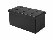 Songmics pouf coffre de rangement gain de place boîte tabouret pliable chargement max. De 300 kg noir 76 x 38 x 38 cm lsf105