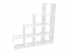 Stella - bibliothèque à 10 compartements - etagère escalier 10 cases - 138x30x138 cm - blanc