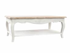 Table basse en bois coloris blanc / naturel - longueur