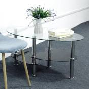 Table basse Noir et blanc verre trempé avec design
