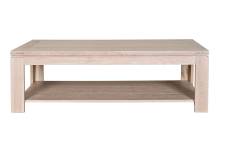 Table basse rectangulaire finition bois chêne blanchi