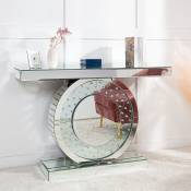 Table console en miroir - Table de canapé en verre argenté avec plateau en miroir - Moderne et élégant Shyfoy
