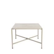 Table d'appoint carrée en bois et métal 40x40cm beige