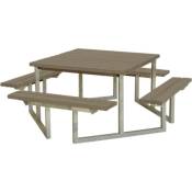 Table de pique-nique carrée twist - Bois - gris-vert - 204x204x73cm