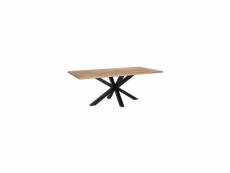 Table plateau bois de mangue et pieds métal noir 200cm