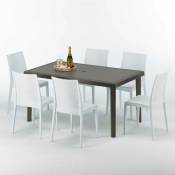 Table rectangulaire 6 chaises Poly rotin resine 150x90 marron Focus Chaises Modèle: Bistrot Blanc