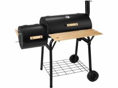 Tectake barbecue charbon 2 cuves avec thermomètre 400821