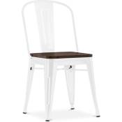 Tolix Style - Chaise de salle à manger - Design Industriel - Bois et Acier - Stylix Blanc - Bois, Acier - Blanc